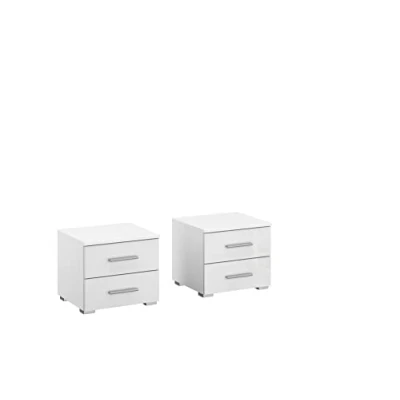 Immagine di Rauch Möbel Base Comodino, Legno ingegnerizzato, Bianco/Bianco Lucido, 40x36x40 cm