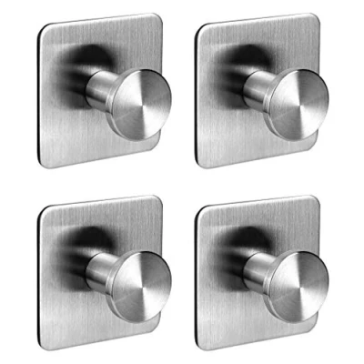 Immagine di Ambrosya® Scaldasalviette autoadesivo esclusivo in acciaio inox Asciugamano Gancio Appendiabiti (Acciaio inossidabile (Spazzolato), 4 x 1)