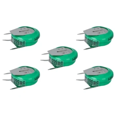 Immagine di vhbw 5x NiMH Batteria a bottone di ricambio 3 pin tipo V80H 80mAh 1,2V compatibile con batterie modellismo, luci solari ecc.
