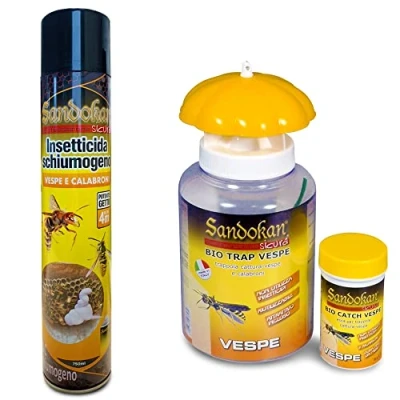 Immagine di Sandokan Insetticida Schiumogeno per Nidi di vespe e Calabroni ad Azione immediata 750ml + Trappola
