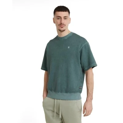 Immagine di G STAR RAW Overdyed Loose R SW SS Felpa, Verde (Blue Spruce GD D24679 d688 g472), S Uomo