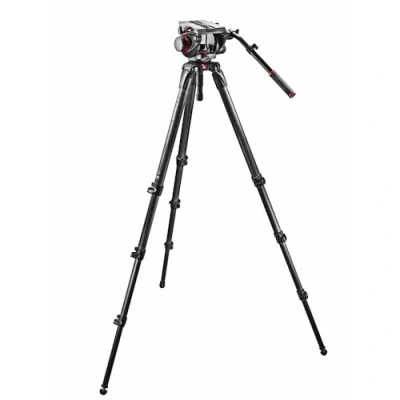 Immagine di Manfrotto Testa Video 509HD per DSLR, Fotocamera Mirrorless, Videocamera, Treppiede con Gambe in Fibra di Carbonio, Fotografia Professionale, Creazione Contenuti, Vlogging