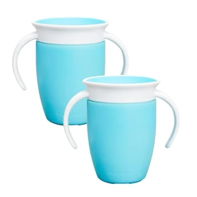 Immagine di Munchkin Miracle 360 Tazza d&#039;Apprendimento per Bambini di 6+ Mesi da 207 ml (pacco 2), Piccoli, d&#039;Addestramento, Senza BPA, Anti Sversamento, Blu/Arancione