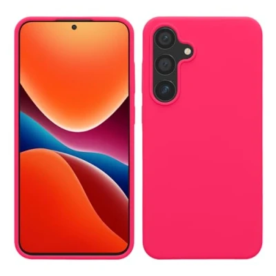 Immagine di kwmobile Cover per Samsung Galaxy S24 Plus Custodia Back Case Caricatore Wireless Antiurto e Flessibile in Silicone TPU rosa shocking