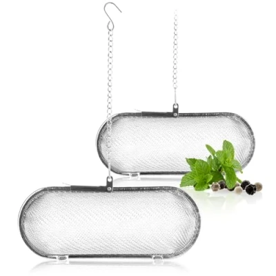 Immagine di COM FOUR® 2x colino da tè in acciaio inossidabile 304, lavabile lavastoviglie Uovo 11 cm per sfuso, spezie ed erbe aromatiche Filtro a maglia fine con catena