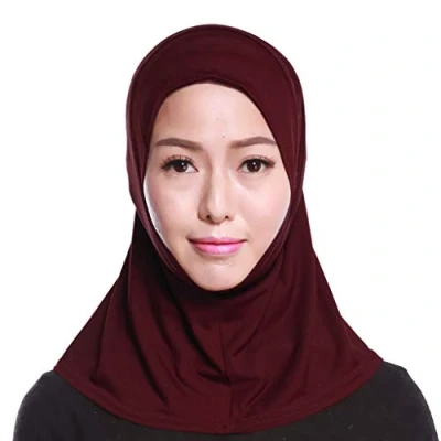 Immagine di GUMEI Donne Cotone Musulmano Mini Hijab testa sciarpa Tinta unita Copertura completa Cappellino interno Islamico Arabo Wrap Scialle Turbante Cappello Cappelli