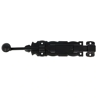 Immagine di Amig Perno di sovrapposizione Chiusura per porte resistente cancelli Acciaio e Zama Colore: nero 150 x 35 mm Viti incluse