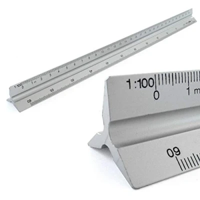 Immagine di scala alluminio triangolare 1: 100, 200, 250, 300, 400, 500, lunghezza 30cm righello