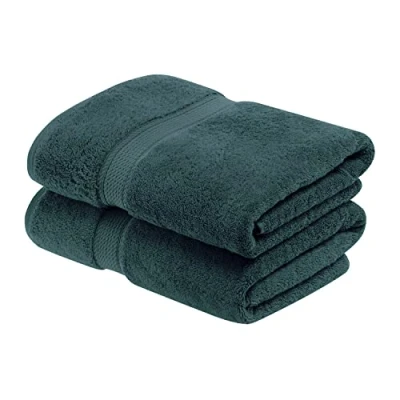 Immagine di Superior Set di Asciugamani da Bagno in Cotone 900 Grammi, 2 Pezzi, Verde Blu