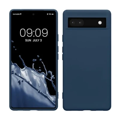 Immagine di kwmobile Custodia Compatibile con Google Pixel 6a Cover Back Case per Smartphone in Silicone TPU Protezione Gommata blu marino