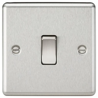Immagine di Knightsbridge CL2BC 10A 1G 2 vie interruttore piastra bordo arrotondato cromo spazzolato, 230 V