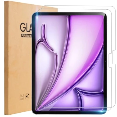 Immagine di TOPESCT Confezione da 2 pellicole proteggi schermo per iPad Air 13&quot; M2 (2024), pellicola in vetro temperato 9H, resistente ai graffi, trasparente HD