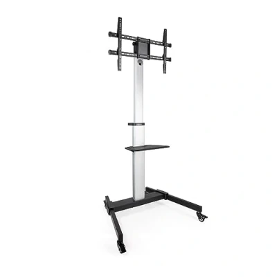 Immagine di TOOQ FS1886M B Supporto da pavimento in alluminio &quot;HERA&quot; con rotelle per schermi 37 a 86 pollici