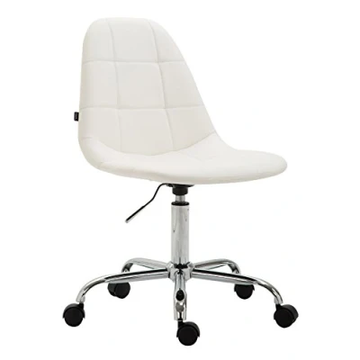 Immagine di CLP Sedia Ufficio Reims In Similpelle I Lavoro Con Ruote Poltroncina Design Imbottita Scrivania Regolabile, Colore:bianco
