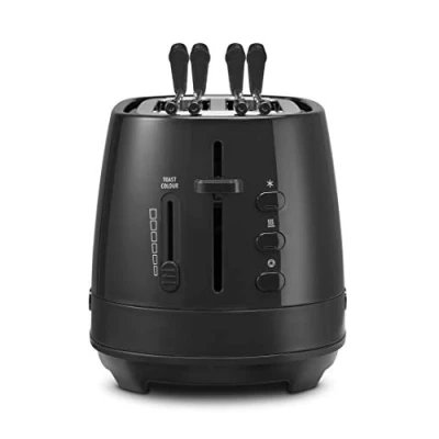 Immagine di De&#039;Longhi CTLAP2203.BK Tostapane con Pinze, Controllo Progressivo del Grado di Tostatura, Indicatori Luminosi, Cassetto Raccoglibriciole, Piedini Antiscivolo, Potenza 550 Watt, Plastica, Nero