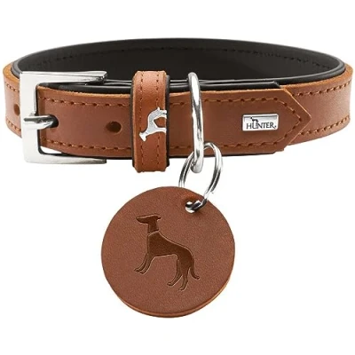 Immagine di HUNTER Collare Larvik, 50 Soft vera pelle di vacca, cognac/nero