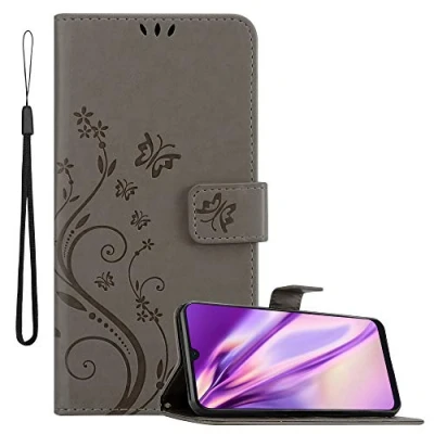 Immagine di Cadorabo Custodia Libro per Samsung Galaxy A50 in GRIGIO Fiore Design di con Chiusura Magnetica, Funzione Stand e 3 Vani Carte Portafoglio Cover Case Wallet Book Etui Protezione