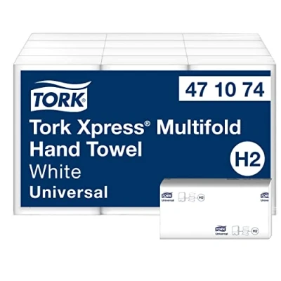 Immagine di Tork Xpress Multifold Paper Towels 471074 H2 Universal asciugamani piegati per dispenser di multipiega, 1 ply, bianco 12 x 250