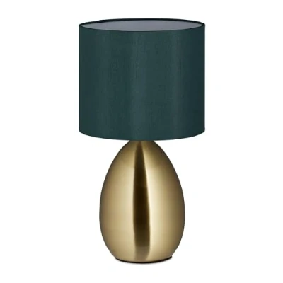 Immagine di Relaxdays Lampada da Tavolo, Luce con Funzione Touch Regolabile, Moderna, 3 Livelli, E14, HxD: 33,5 x 18 cm, Ottone