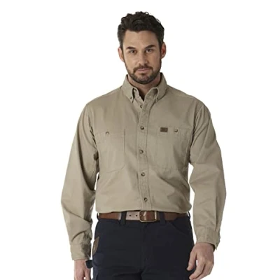 Immagine di Wrangler Logger Twill Long Sleeve Workshirt Camicia, Cachi, XXL Uomo