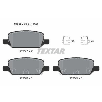 Immagine di TEXTAR 2627701 Kit pastiglie freno con segnalatore acustico usura accessori TESLA: Model 3