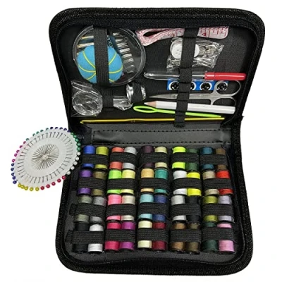 Immagine di Mini set da cucito viaggio, 129 pezzi, accessori fai te, piccolo kit per casa, in viaggio e caso di emergenza, con aghi cucito, ditale, forbici, filo, metro a nastro