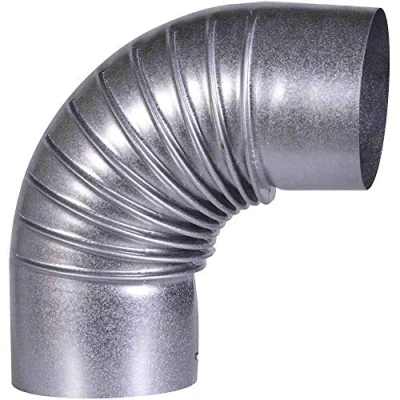 Immagine di FIREFIX A100/B FAL Bogen 90, Rigido, ø 100 mm Tubo da Forno in lamiera di Acciaio, 0,6 Spessore, Interno con Manicotto, Lunghezze saldate, Argento
