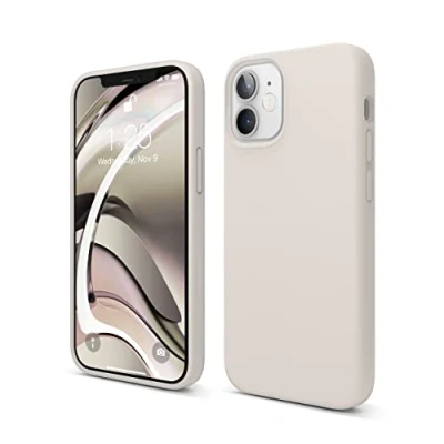 Immagine di elago Custodia in silicone liquido compatibile con iPhone 12 Mini (5,4&quot;), di alta qualità, protezione completa: struttura a 3 strati (tortora)