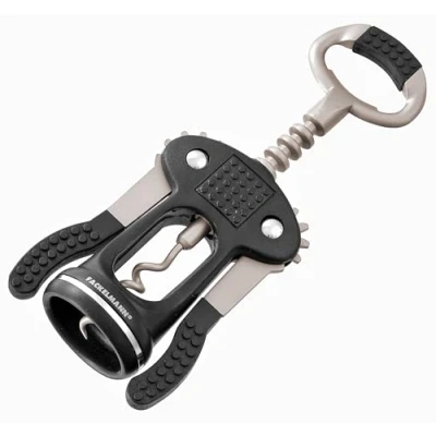 Immagine di Fackelmann Cavatappi a Leva con Inserti Antiscivolo, Acciaio Inossidabile, Argento/Nero