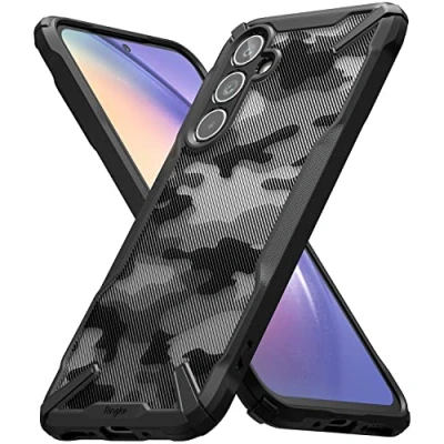 Immagine di Ringke Fusion X Compatibile con Cover Samsung Galaxy A54 5G, Custodia Camuffare Militare Antigraffio Rigido Antiurto Paraurti Robusto Bumper Nero Camo Black