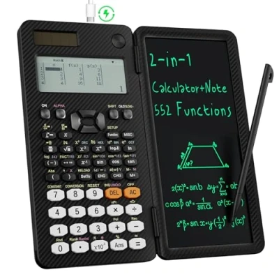 Immagine di CROATEE 991EX Calcolatrice Scientifica, 552 funzioni di calcolo, Display a 6 righe, chiaro, Ricaricabile, Adatta per calcoli complessi