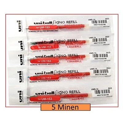 Immagine di 5 X Uni ball refillminen umr 10 per penna Gel Impact/Broad UM 153s um153s 153 C, Rosso