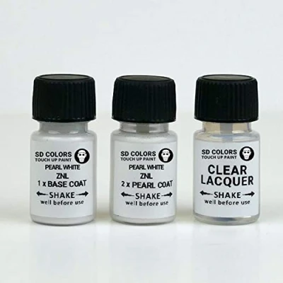 Immagine di SD COLORS ZNL Kit di riparazione con penna per ritocchi, 15 ml, graffi e scheggiature, codice colore ZNL, bianco perlato (vernice + lacca)