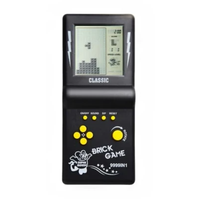 Immagine di Console di gioco in mattoni a grande schermo da 3,5 pollici blocchi costruzione corse / carri armati 23 giochi classici puzzle nostalgici integrati (Nero)