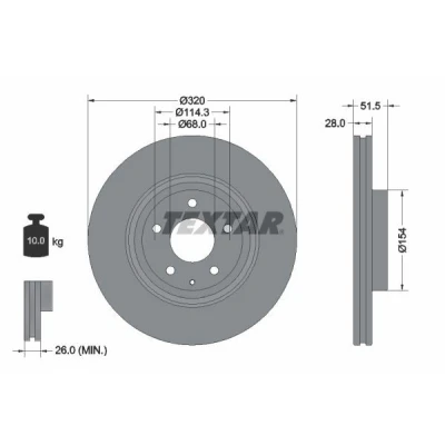 Immagine di TEXTAR 92315203 Disco freno MAZDA: 6 Sedan, CX 5 II, Station Wagon