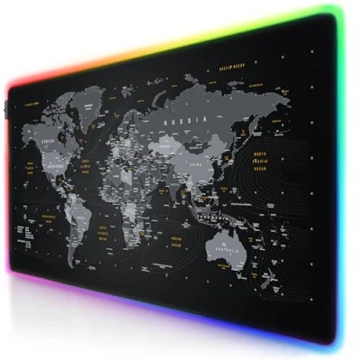 Immagine di TITANWOLF New RGB LED Tappetino Mouse Gaming Grande XXXL 1200x600mm Mousepad USB OLED Multi Color 7 Colori più 4 Effetti Retro gommato Antiscivolo Mappa del Mondo