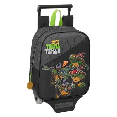 Immagine di Safta Tartugas Ninja Zaino asilo con carrello, ideale per bambini di diverse età, comodo e versatile, qualità resistenza, 22 x 10 27 cm, colore: grigio/nero, Grigio / nero, Estándar, Casual
