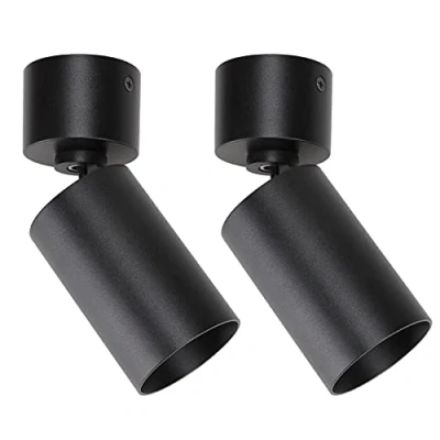 Immagine di Klighten 2 Pcs Faretti da Soffitto Orientabili Nero, Attacco GU10, Faretto superficie in Alluminio Regolabile, Rotondo Plafoniera Moderna, 55 x 140 mm, Lampadina Non Inclusa