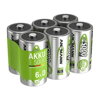 Immagine di ANSMANN Mono D Akku MaxE Tipo 5000mAh Batteria Ricaricabile ad Alta Capacita 6x HR20