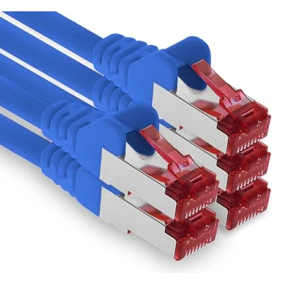 Immagine di 1aTTack.de 5x 1m cavo patch CAT6 S/FTP PIMF schermatura CAT.6 di rete RJ45 Ethernet DSL router LAN switch modem pannello blu 5 pezzi