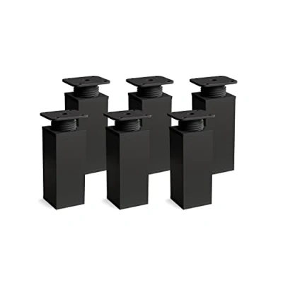 Immagine di Sossai® Gambe per mobili MFV1 set di 6 regolabili in altezza Altezza: 80 mm (+20mm) Design: nero opaco Forma angolare: 40 x Viti inclusi