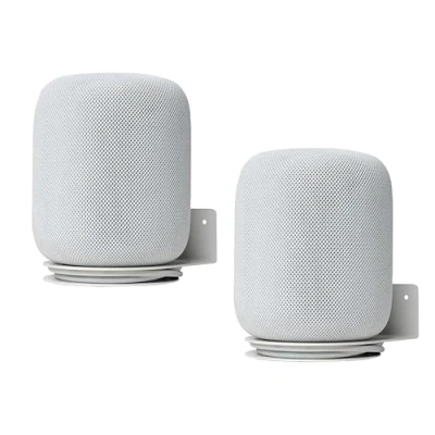 Immagine di shinar Supporto da parete in metallo, compatibile con Homepod 2, salvaspazio, accessorio per supporto, gestione dei cavi integrata 12 kg (2 Pack, Bianca)