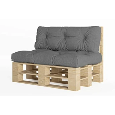 Immagine di chilly pilley Cuscino Trapuntato Per Mobili In Pallet Riempito Con Fiocchi Di Schiuma Divano Schienale Sedile Laterale Set (Set 2 Grigio)