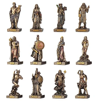 Immagine di Veronese Design Set di statue in miniatura del Pantheon greco dei 12 olimpionici con finitura bronzo