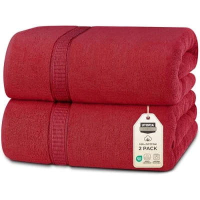 Immagine di Utopia Towels telo da bagno Jumbo di alta qualità (90 x 180 cm, 2 pezzi) 100% cotone filato ad anello, altamente assorbente e asciugatura rapida, extra large asciugamano super