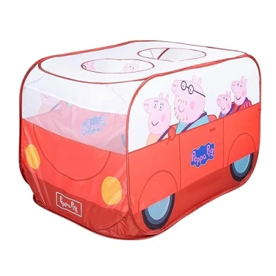 Immagine di roba Tenda da Gioco Pop Up Peppa Pig a Forma di Bus Piegatura Automatica con Borsa Trasporto Stanghe in Metallo 24 Mesi 5 Anni Bianco e Rosso
