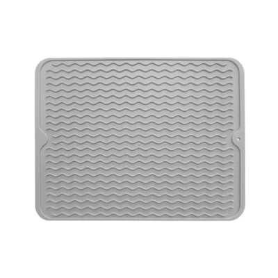 Immagine di MEMOFYND tappetino drenante 1 pz, antiscivolo per lavello, piatti in silicone, asciugare i piatti, cucina, griglia lavello (grigio)