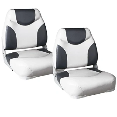 Immagine di 2x Sedile barca &#039;Exclusive Line&#039; (grigio bianco) di similpelle impermeabile/sedile timone/impermeabile/imbottito/sedile pescatore/persistente ad UV