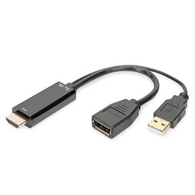 Immagine di Digitus DisplayPort / HDMI USB Cavo Presa DisplayPort, Spina A, A 0.2 m Nero AK 330101 002 S UHD 4K;, doppia schermatura, Flessibile, Privo di