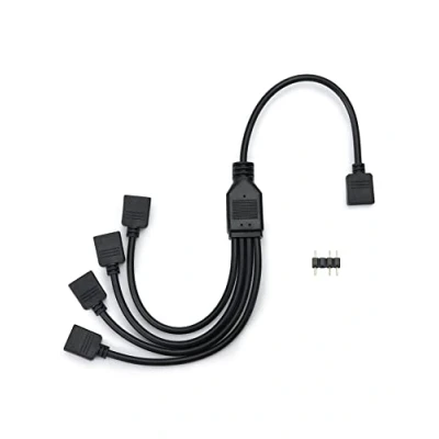 Immagine di QWORK® Cavo splitter argb, 5 V, 3 pin, 1 presa su 4 spine, 30 cm, per dissipatore CPU e ventola ARGB V